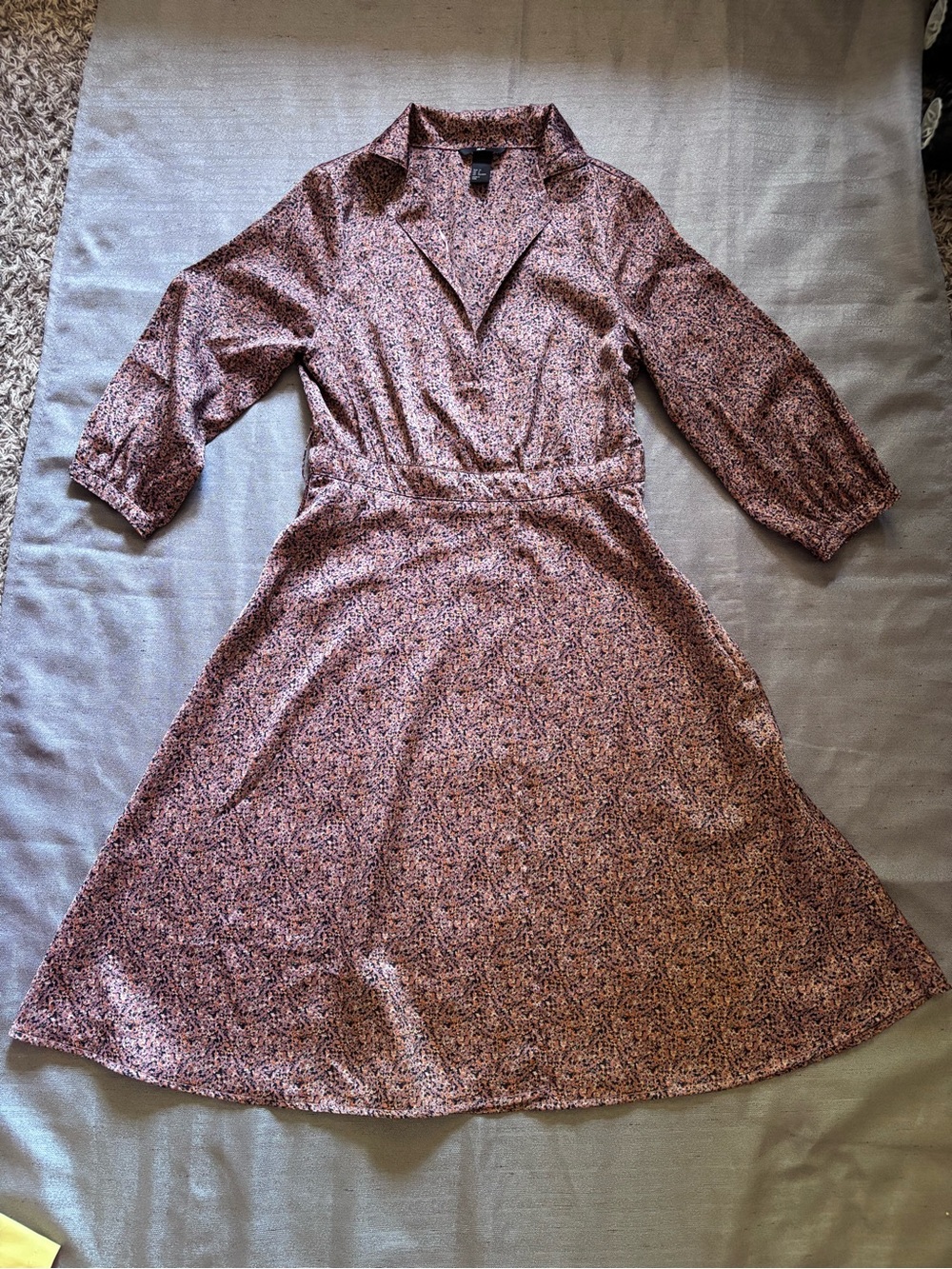 H&M Dusty Pink Floral Long Sleeve Midi Dress